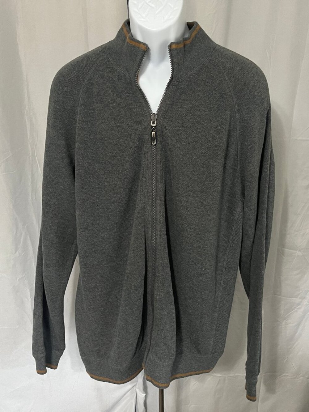 ⚫ Tommy Bahama Men’s Reversible Gray & Black Full Zip Sweater XL Long Sleeve EUC